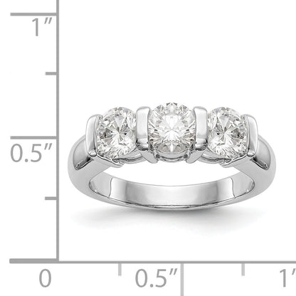 14K Weißgold Diamant-Verlobungsring Dreistein