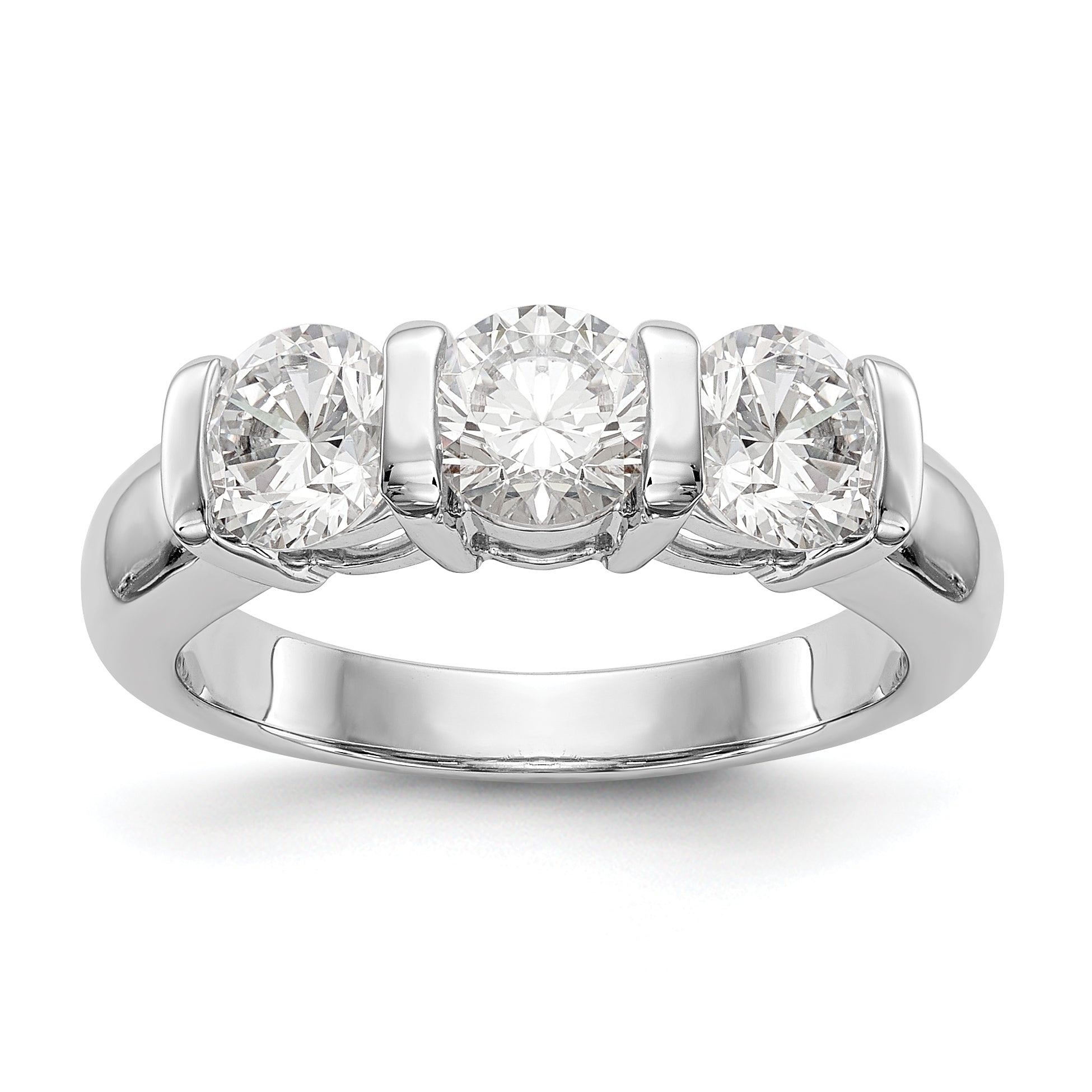 14K Weißgold Diamant-Verlobungsring Dreistein
