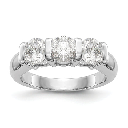 14K Weißgold Diamant-Verlobungsring Dreistein