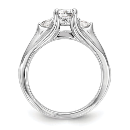 14K Weißgold Verlobungsring mit 3 simulierten Diamanten