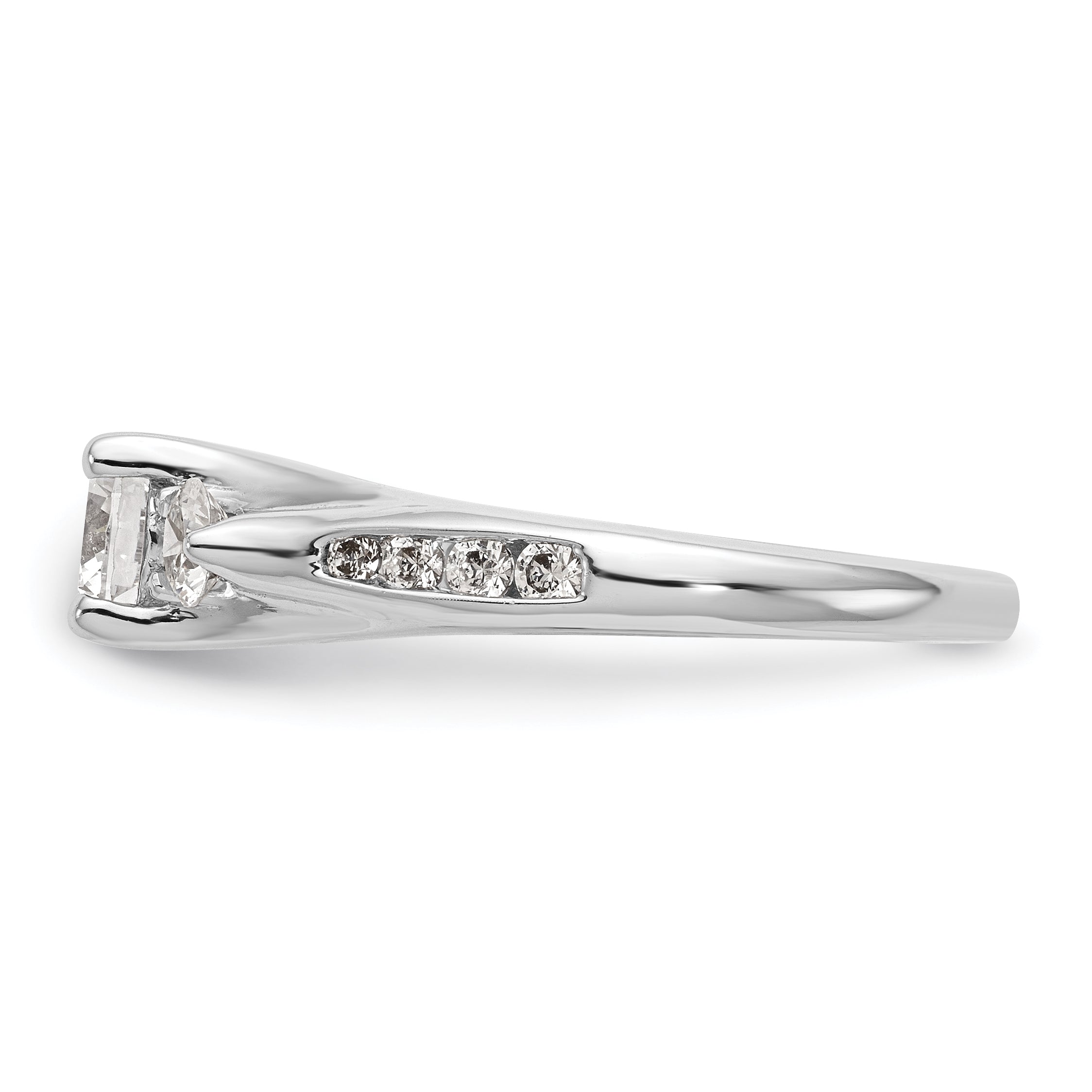 14K Weißgold Verlobungsring mit 3 simulierten Diamanten