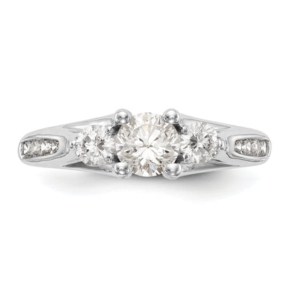 14K Weißgold Verlobungsring mit 3 simulierten Diamanten