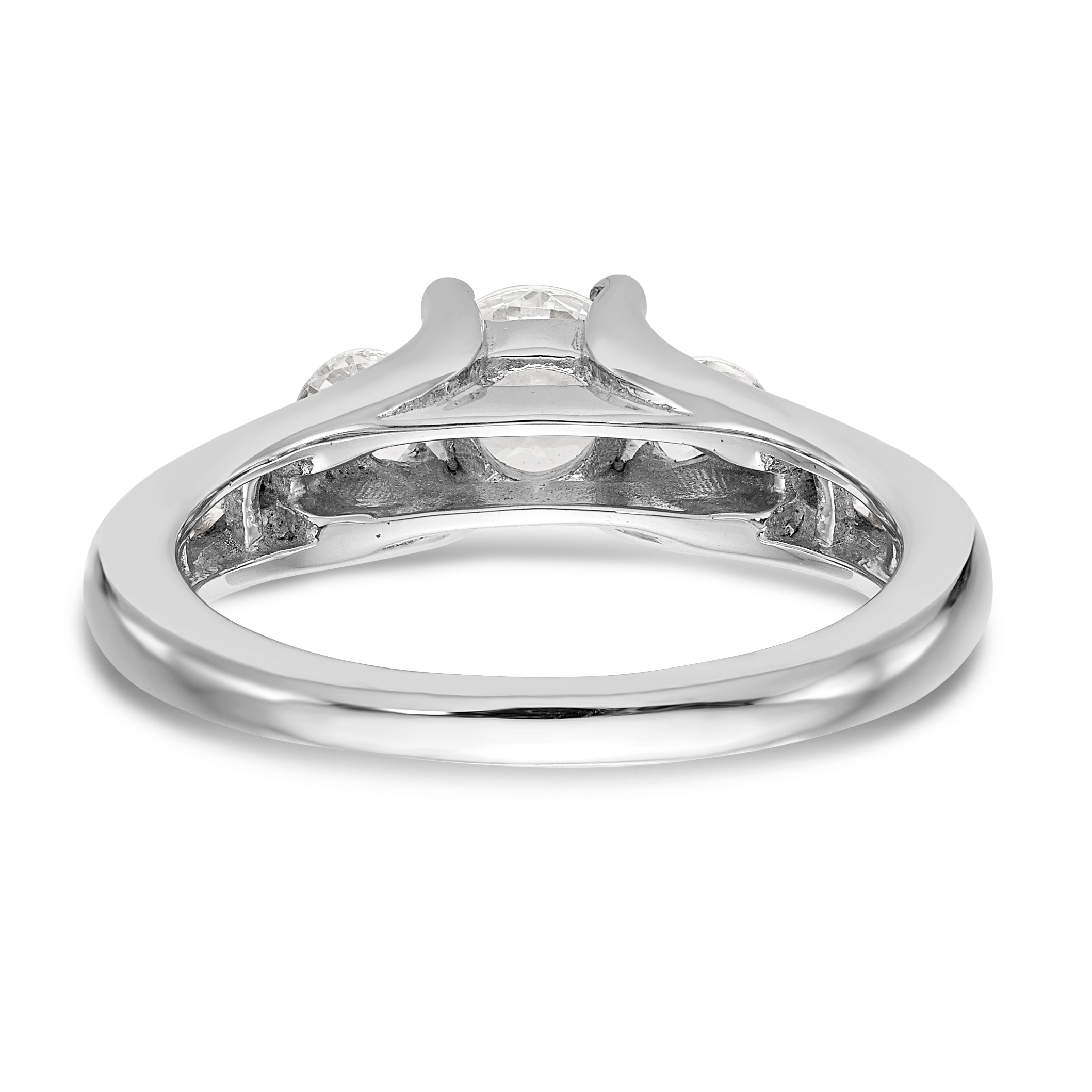 14K Weißgold Verlobungsring mit 3 simulierten Diamanten