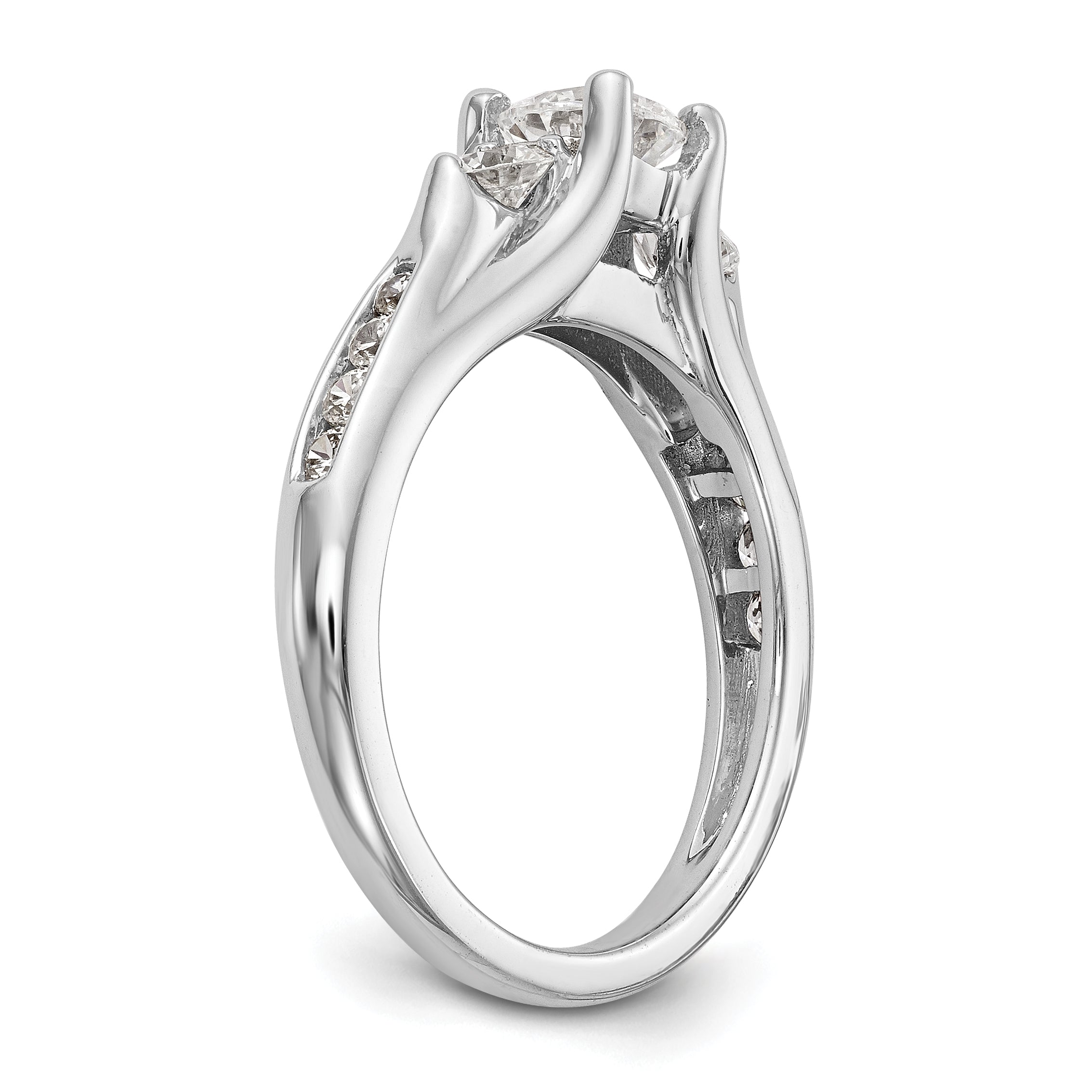 14K Weißgold Verlobungsring mit 3 simulierten Diamanten