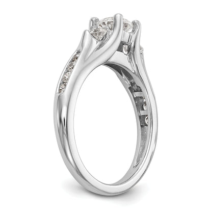14K Weißgold Verlobungsring mit 3 simulierten Diamanten