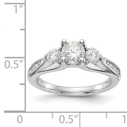 14K Weißgold Verlobungsring mit 3 simulierten Diamanten