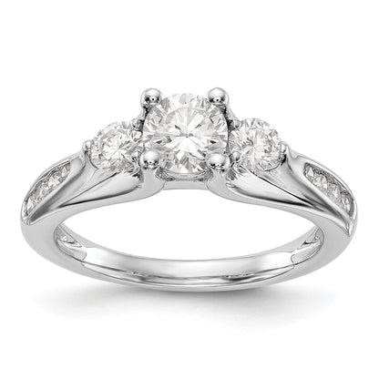 14K Weißgold Verlobungsring mit 3 simulierten Diamanten