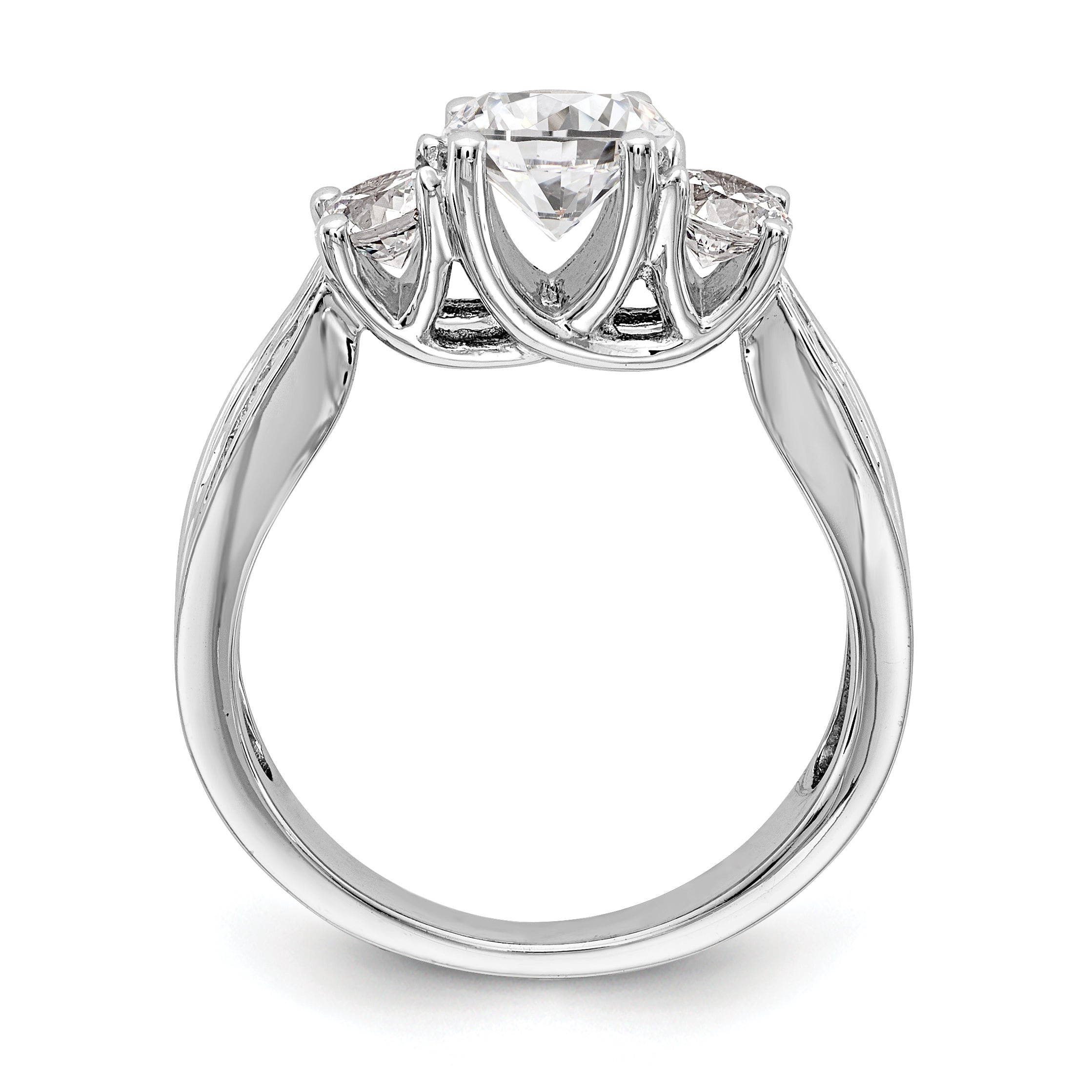 Verlobungsring aus 14K Weißgold mit 3 simulierten Diamanten