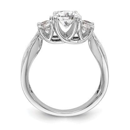 Verlobungsring aus 14K Weißgold mit 3 simulierten Diamanten