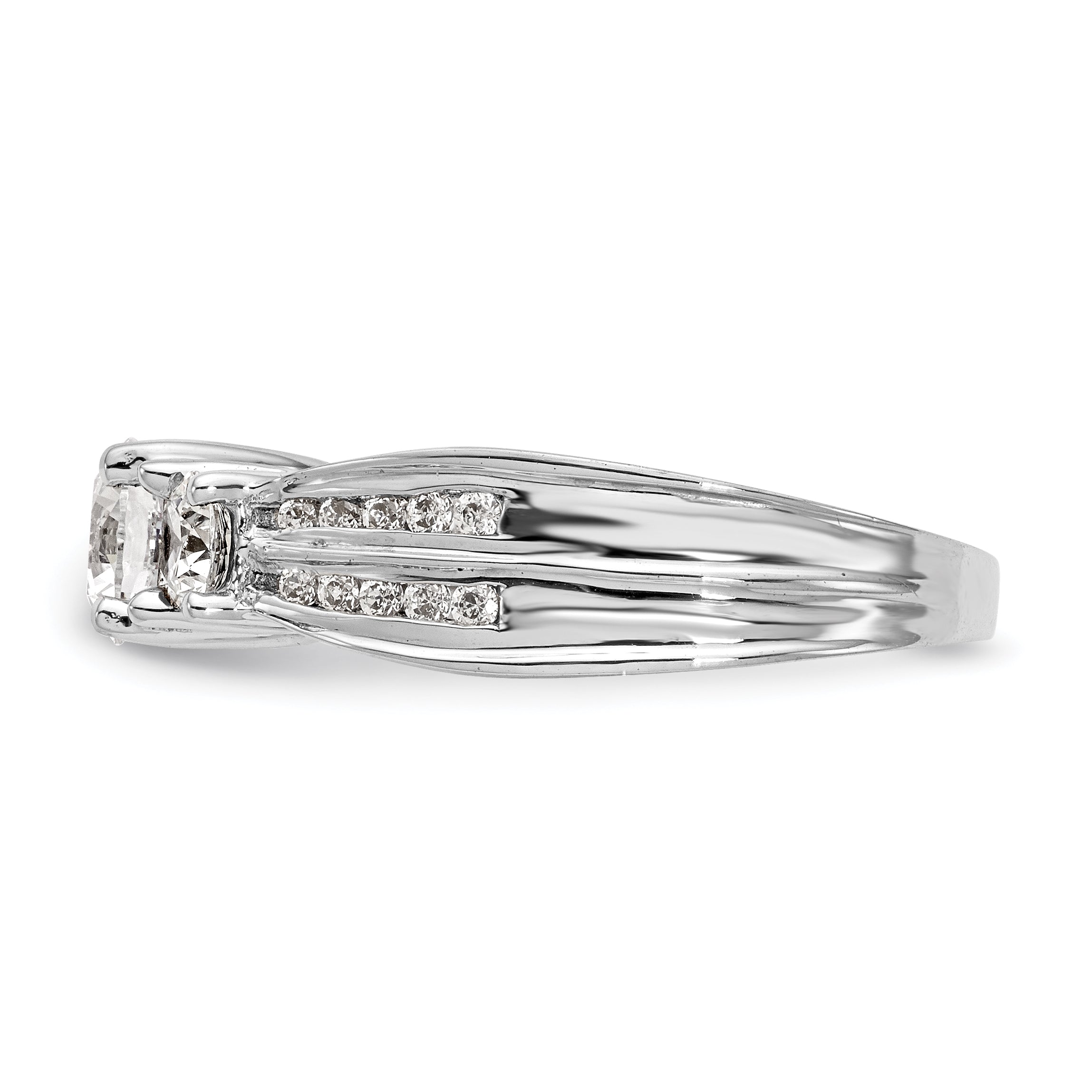 Verlobungsring aus 14K Weißgold mit 3 simulierten Diamanten