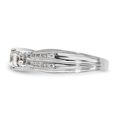 Verlobungsring aus 14K Weißgold mit 3 simulierten Diamanten