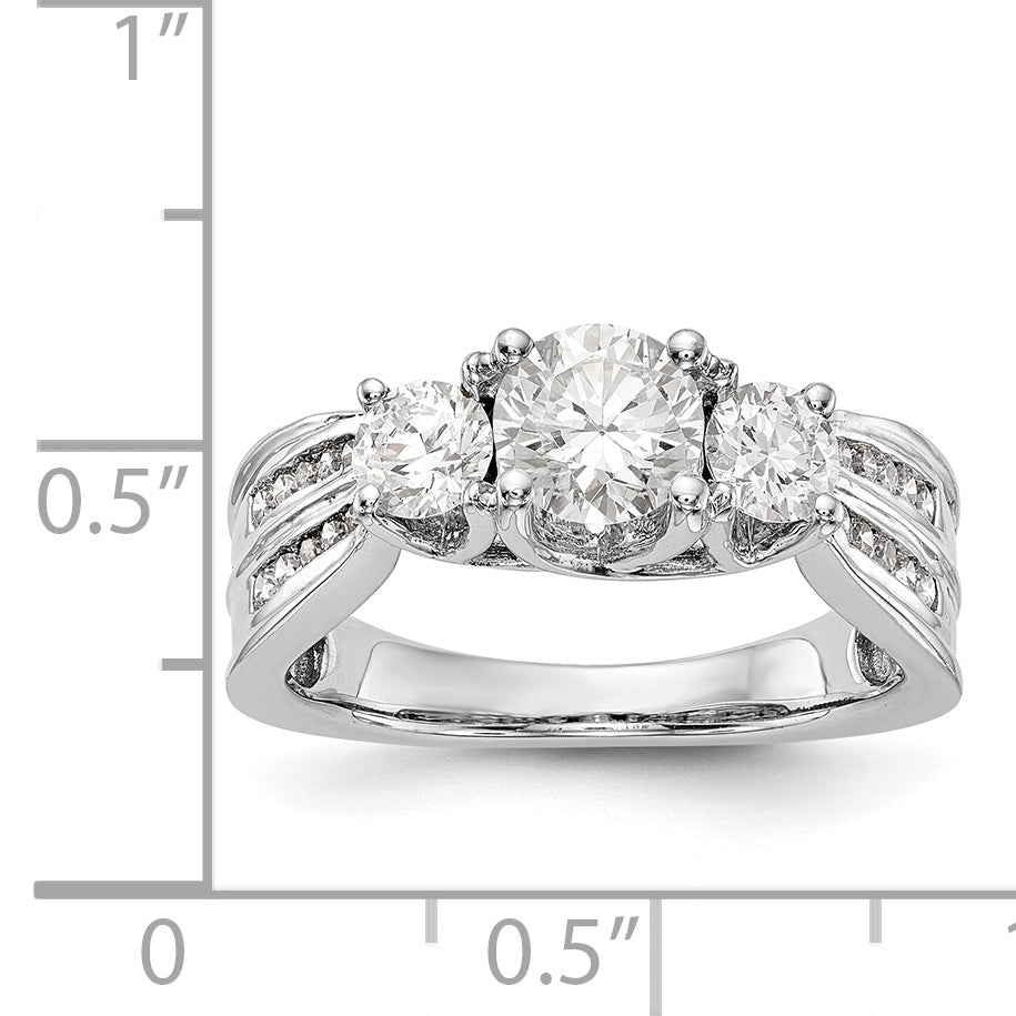 Verlobungsring aus 14K Weißgold mit 3 simulierten Diamanten