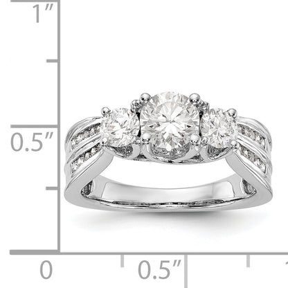 Verlobungsring aus 14K Weißgold mit 3 simulierten Diamanten