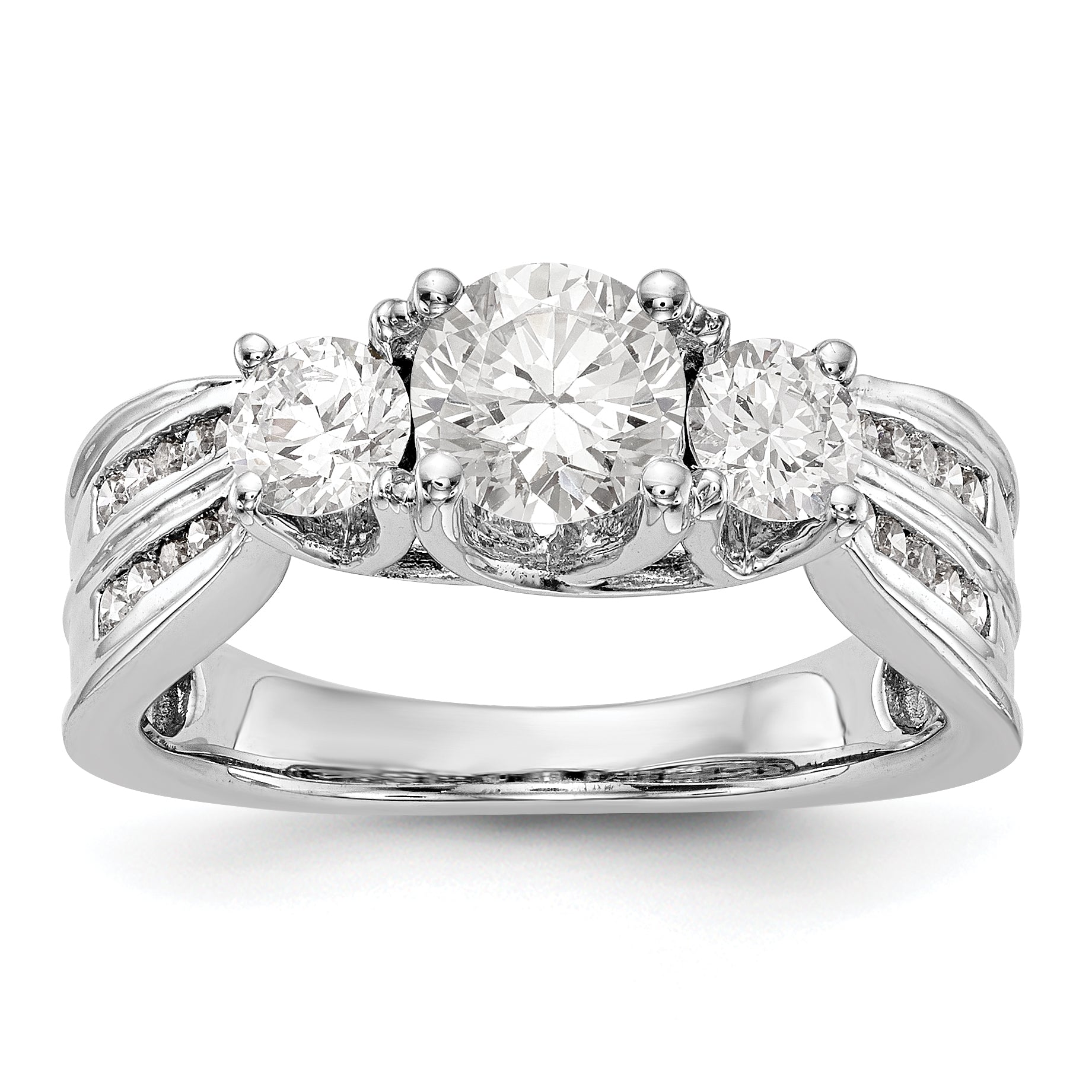 Verlobungsring aus 14K Weißgold mit 3 simulierten Diamanten