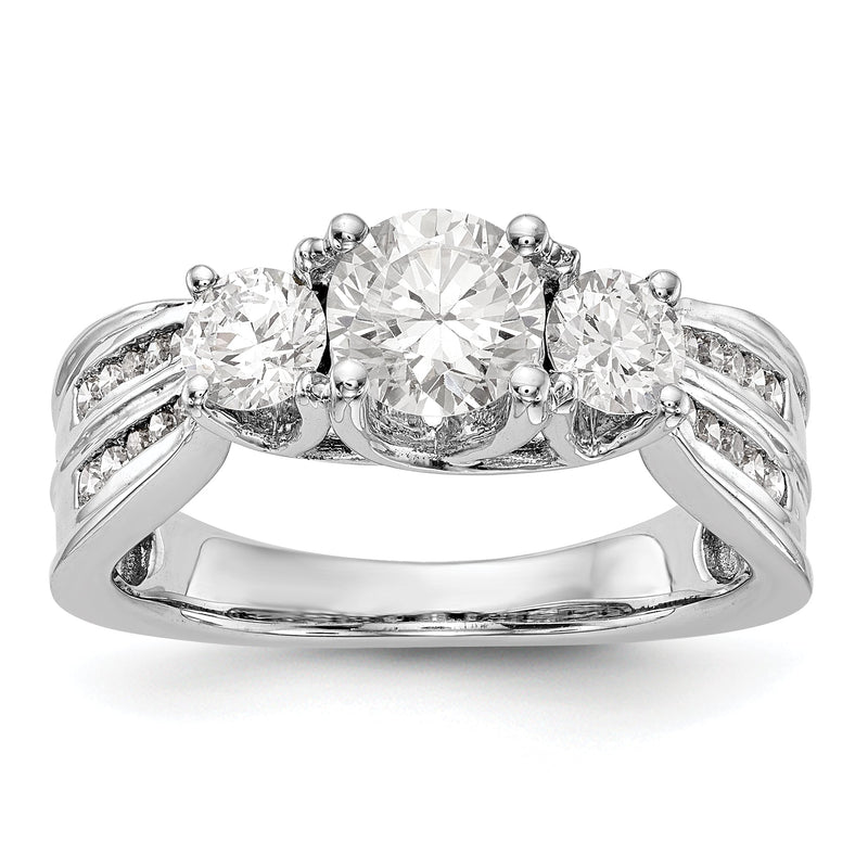 Verlobungsring aus 14K Weißgold mit 3 simulierten Diamanten