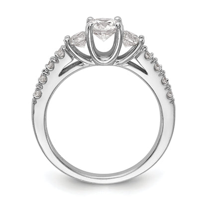 14K Weißgold Verlobungsring mit 3 simulierten Diamanten