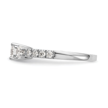 14K Weißgold Verlobungsring mit drei simulierten Diamanten