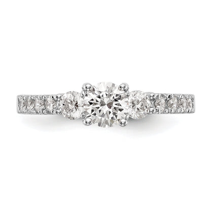 14K Weißgold Verlobungsring mit 3 simulierten Diamanten