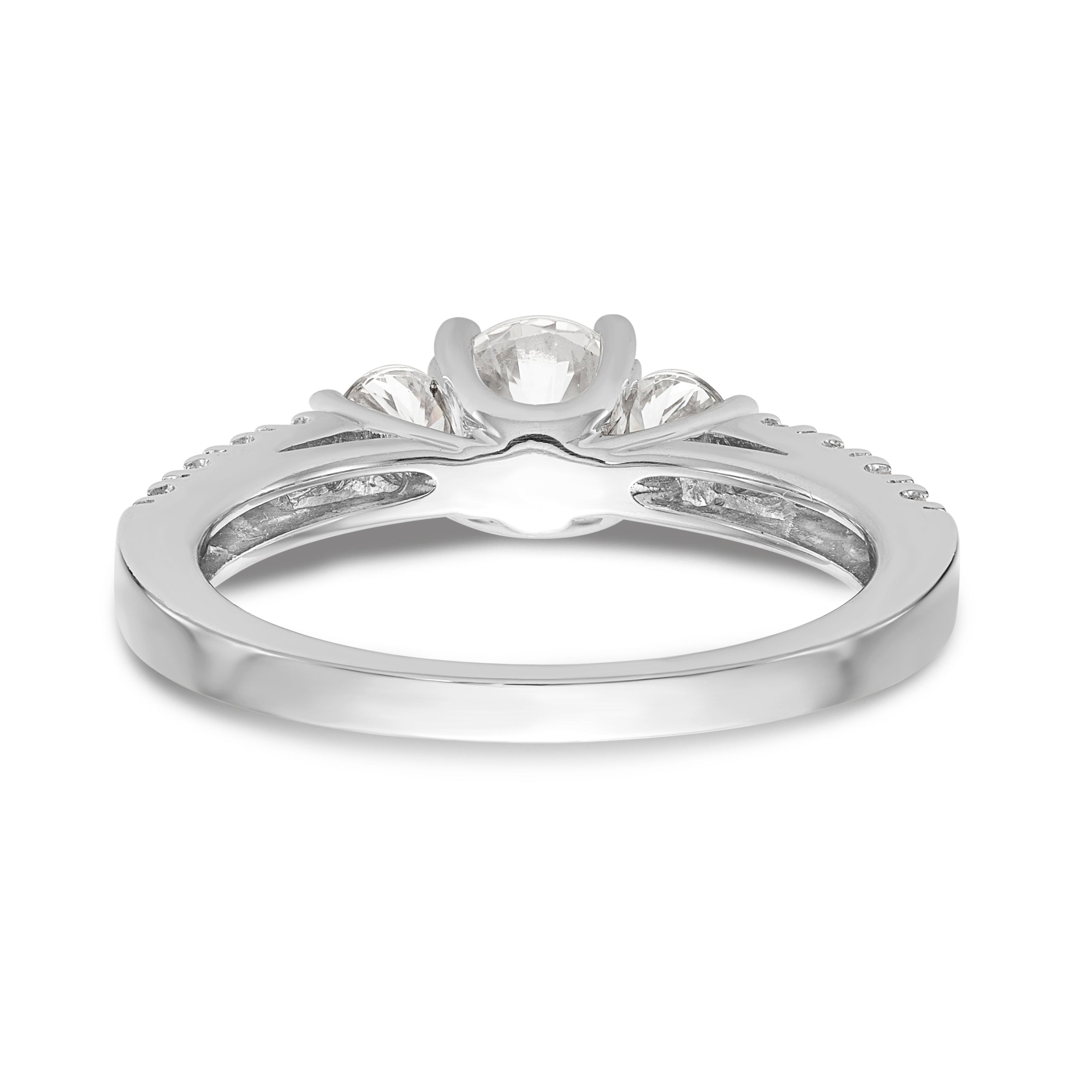14K Weißgold Verlobungsring mit 3 simulierten Diamanten