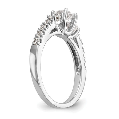 14K Weißgold Verlobungsring mit drei simulierten Diamanten
