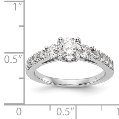 14K Weißgold Verlobungsring mit drei simulierten Diamanten