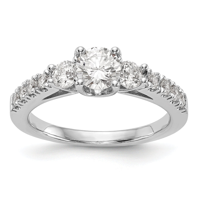 14K Weißgold Verlobungsring mit drei simulierten Diamanten