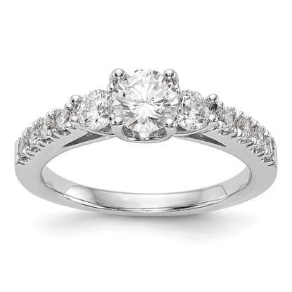 14K Weißgold Verlobungsring mit 3 simulierten Diamanten