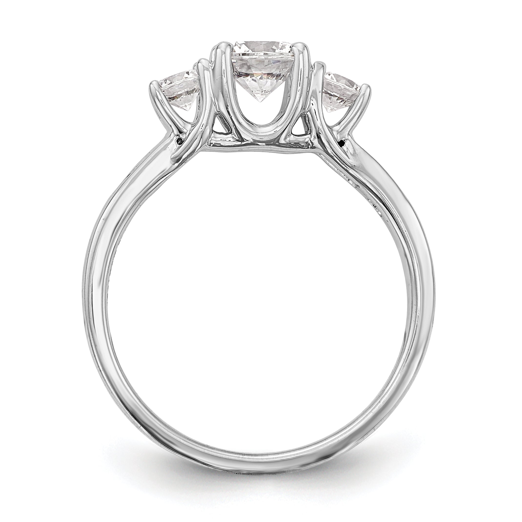 14K Weißgold Verlobungsring mit 3 simulierten Diamanten