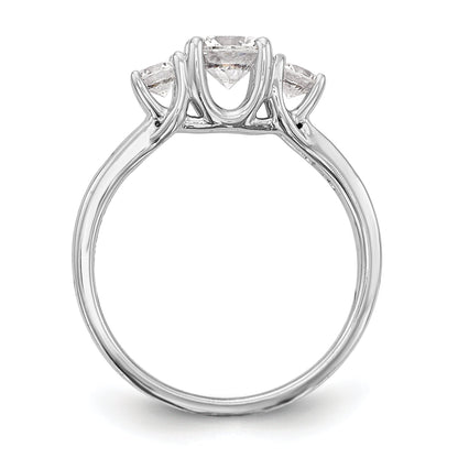 14K Weißgold Verlobungsring mit 3 simulierten Diamanten