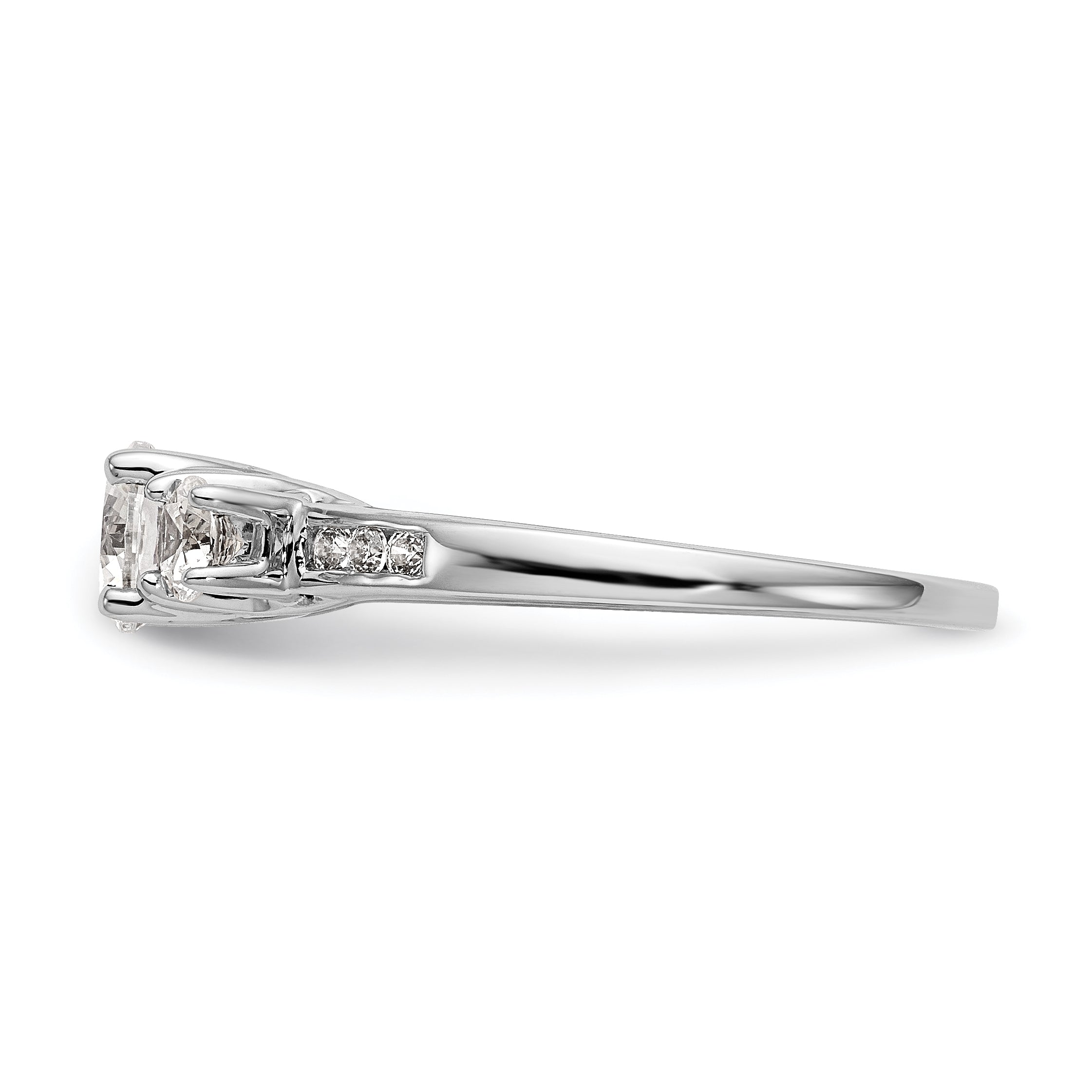 14K Weißgold Verlobungsring mit 3 simulierten Diamanten