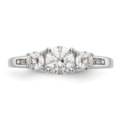 14K Weißgold Verlobungsring mit 3 simulierten Diamanten