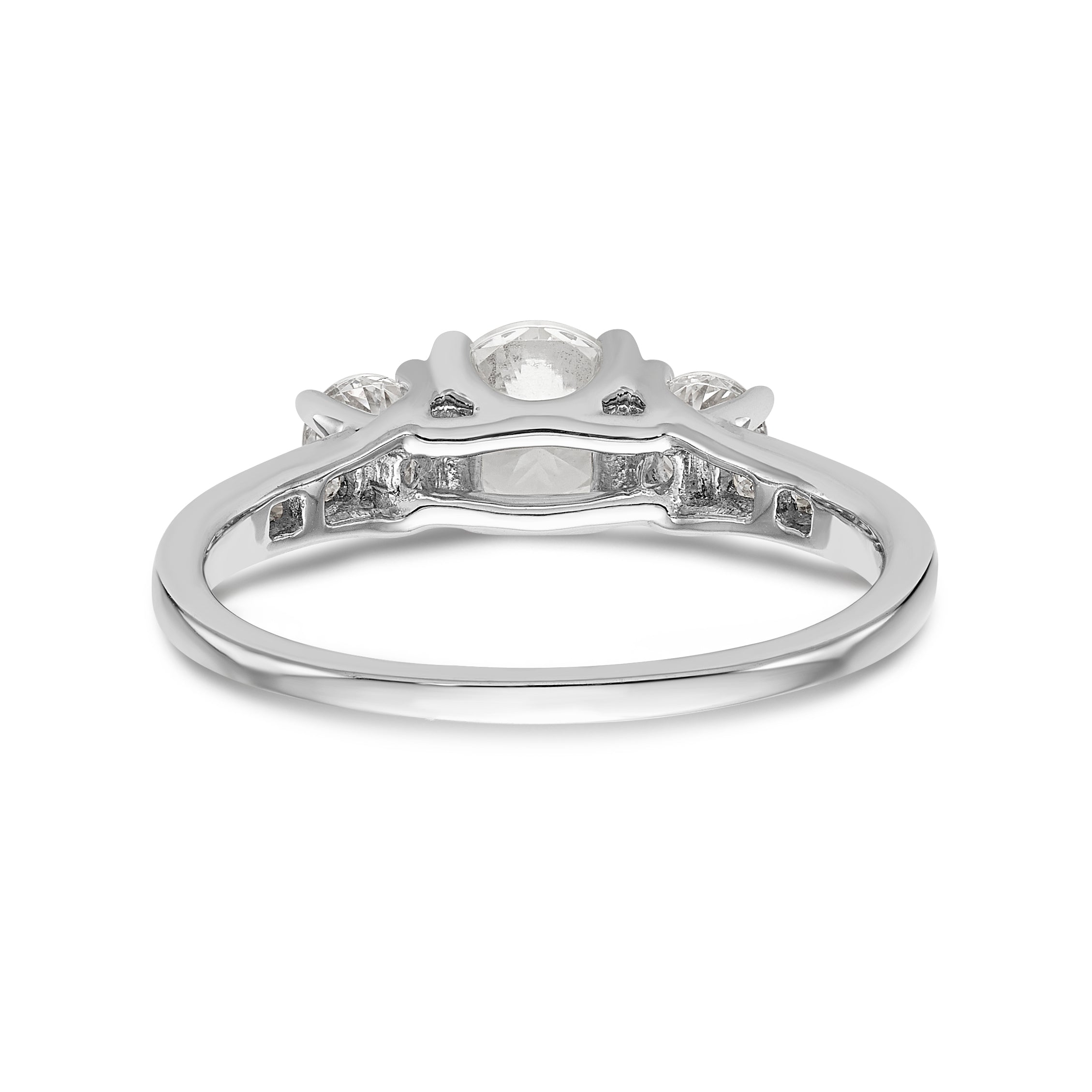 14K Weißgold Verlobungsring mit 3 simulierten Diamanten