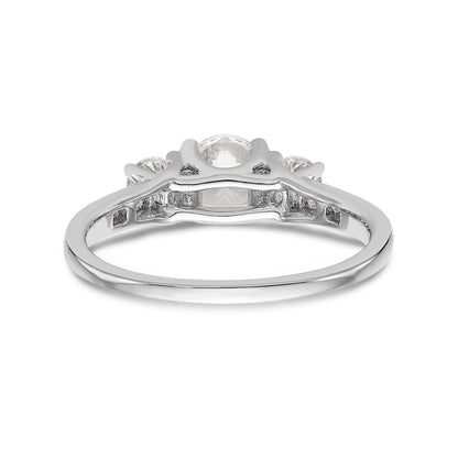 14K Weißgold Verlobungsring mit 3 simulierten Diamanten