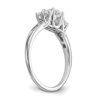14K Weißgold Verlobungsring mit 3 simulierten Diamanten