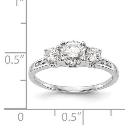 14K Weißgold Verlobungsring mit 3 simulierten Diamanten