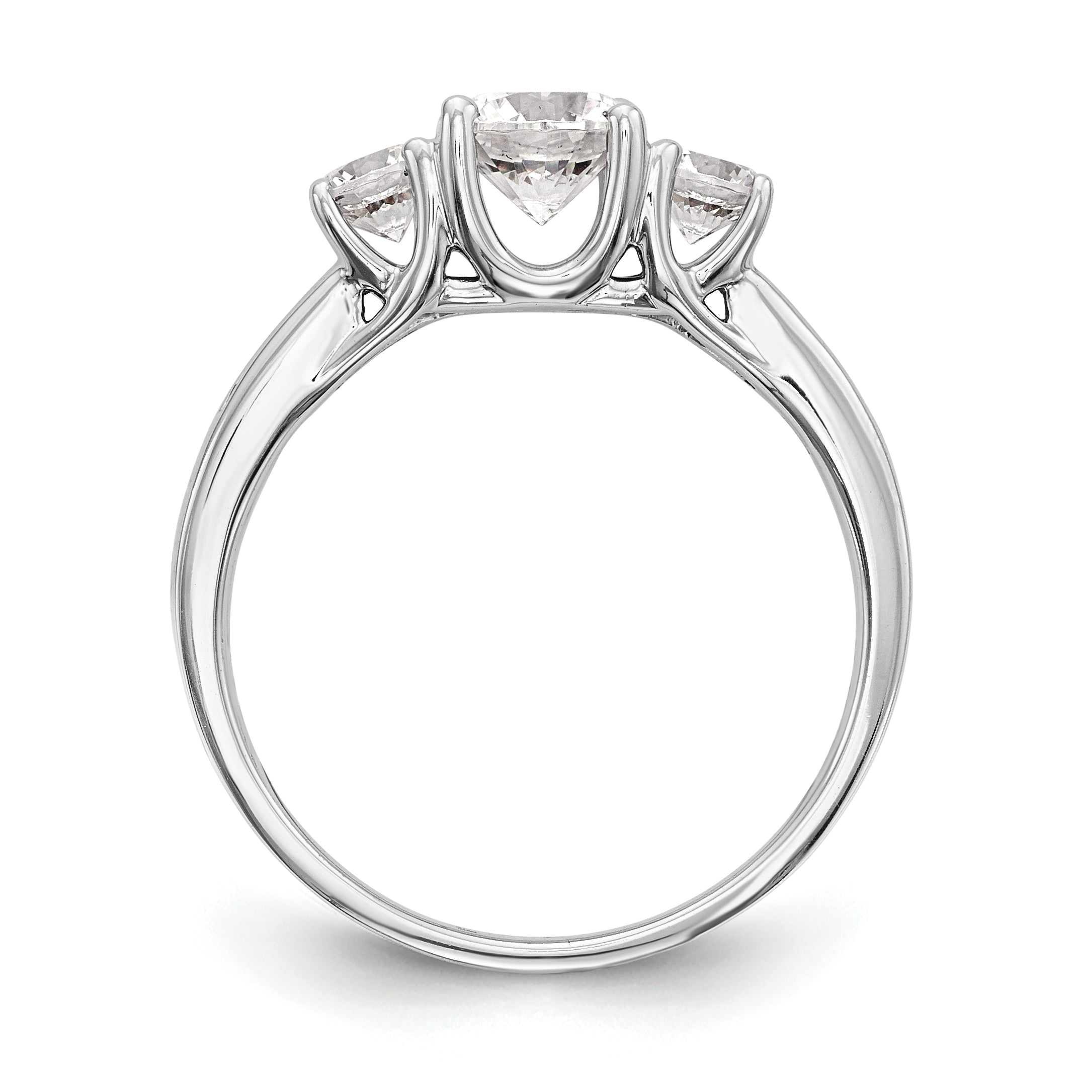 14K Weißgold Verlobungsring mit 3 simulierten Diamanten