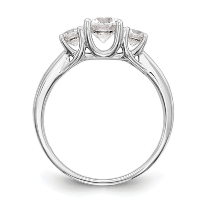 14K Weißgold Verlobungsring mit 3 simulierten Diamanten