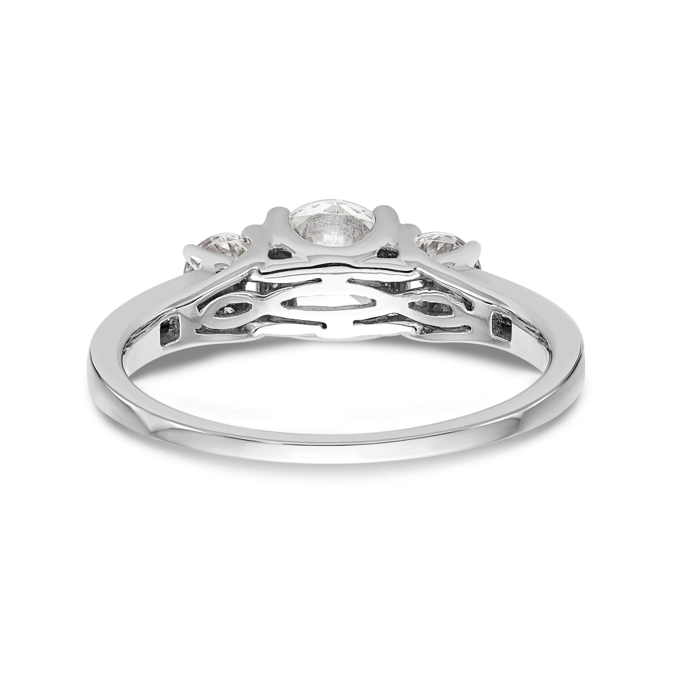 14K Weißgold Verlobungsring mit 3 simulierten Diamanten