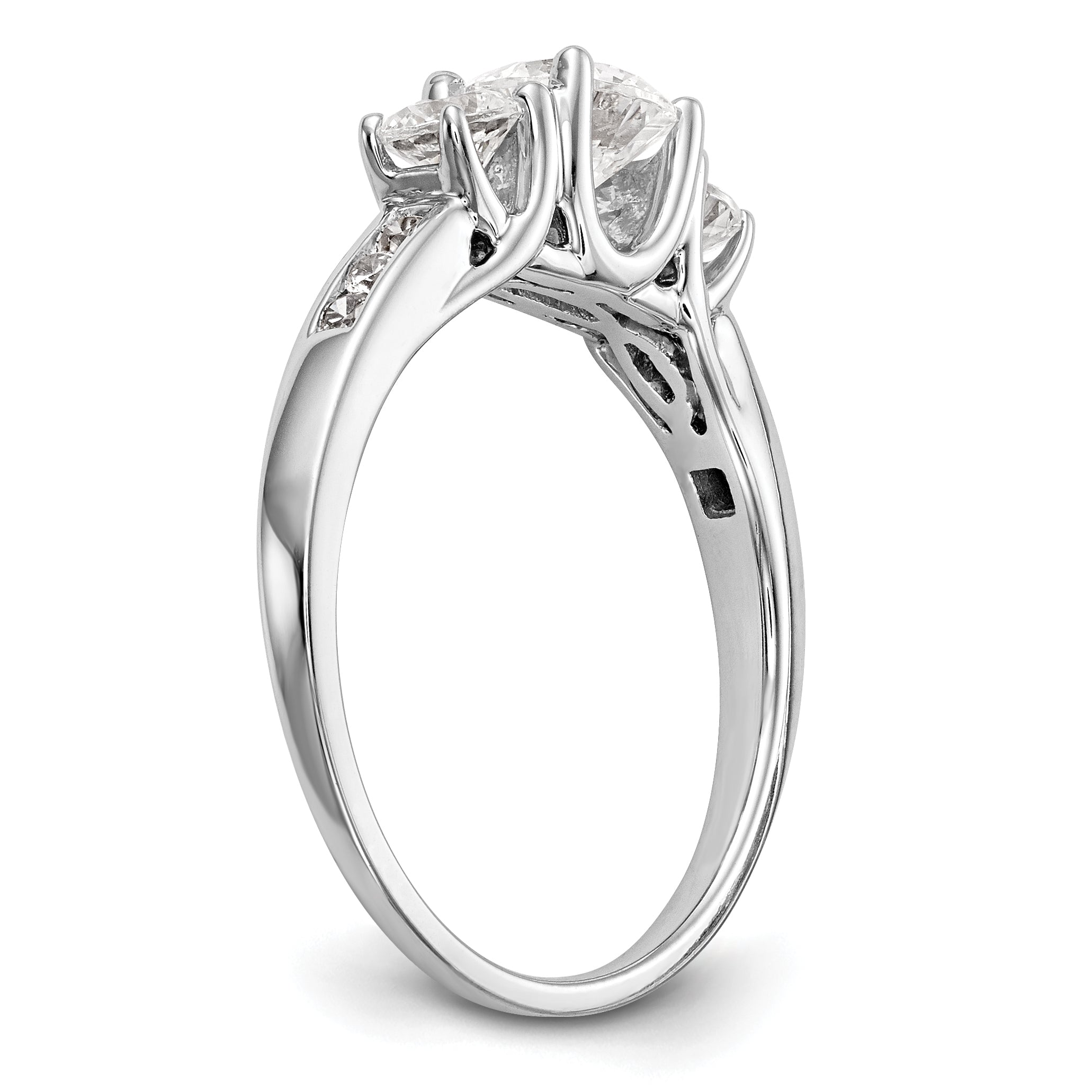 14K Weißgold Verlobungsring mit 3 simulierten Diamanten