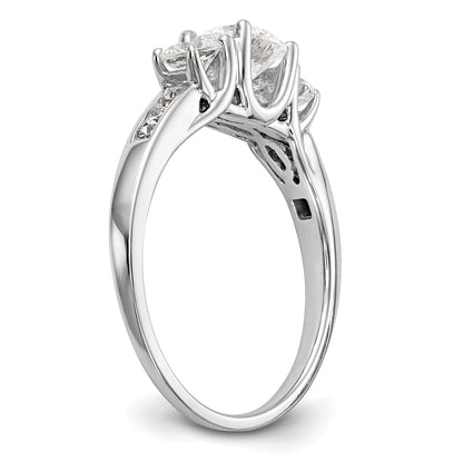 14K Weißgold Verlobungsring mit 3 simulierten Diamanten