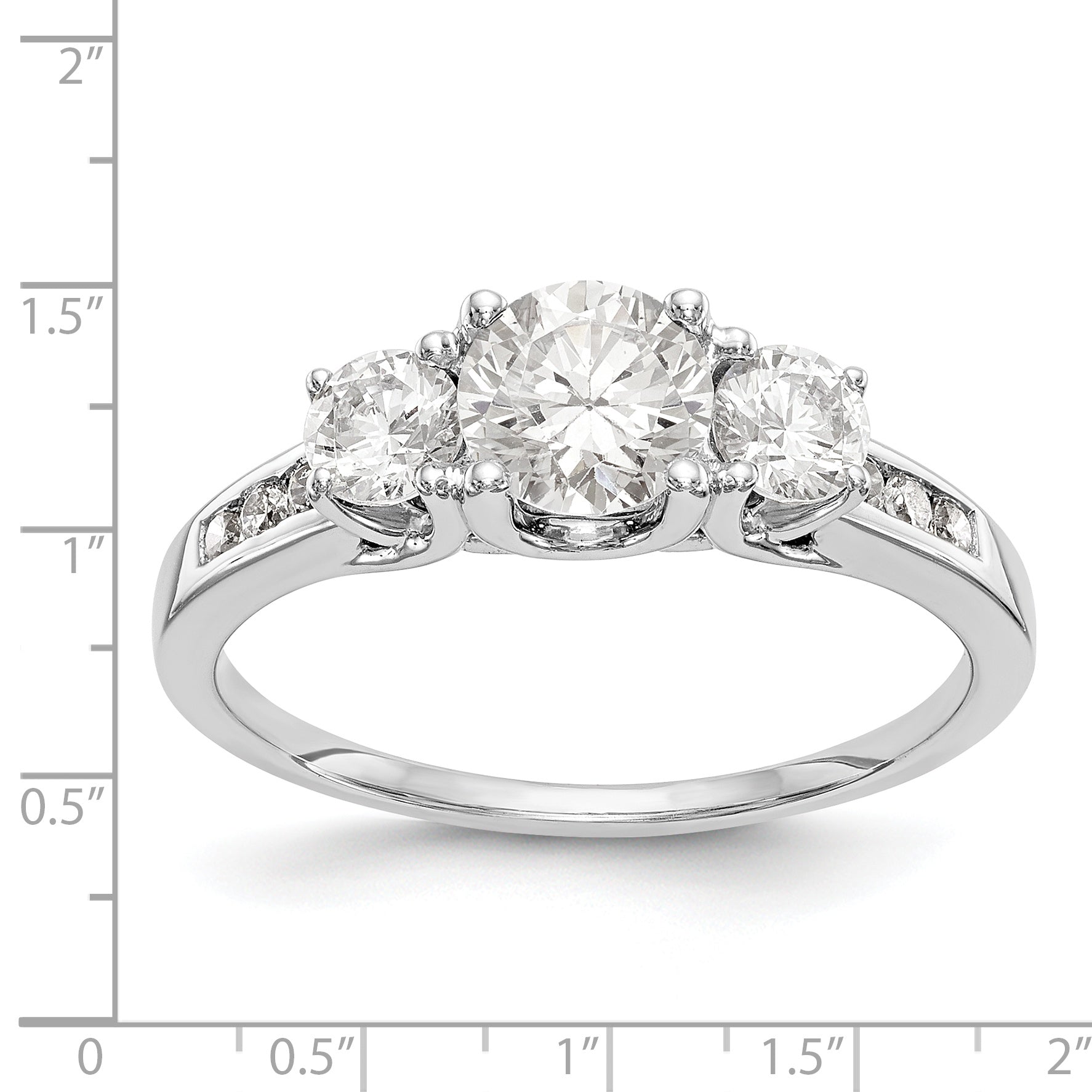 14K Weißgold Verlobungsring mit 3 simulierten Diamanten