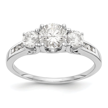 14K Weißgold Verlobungsring mit 3 simulierten Diamanten