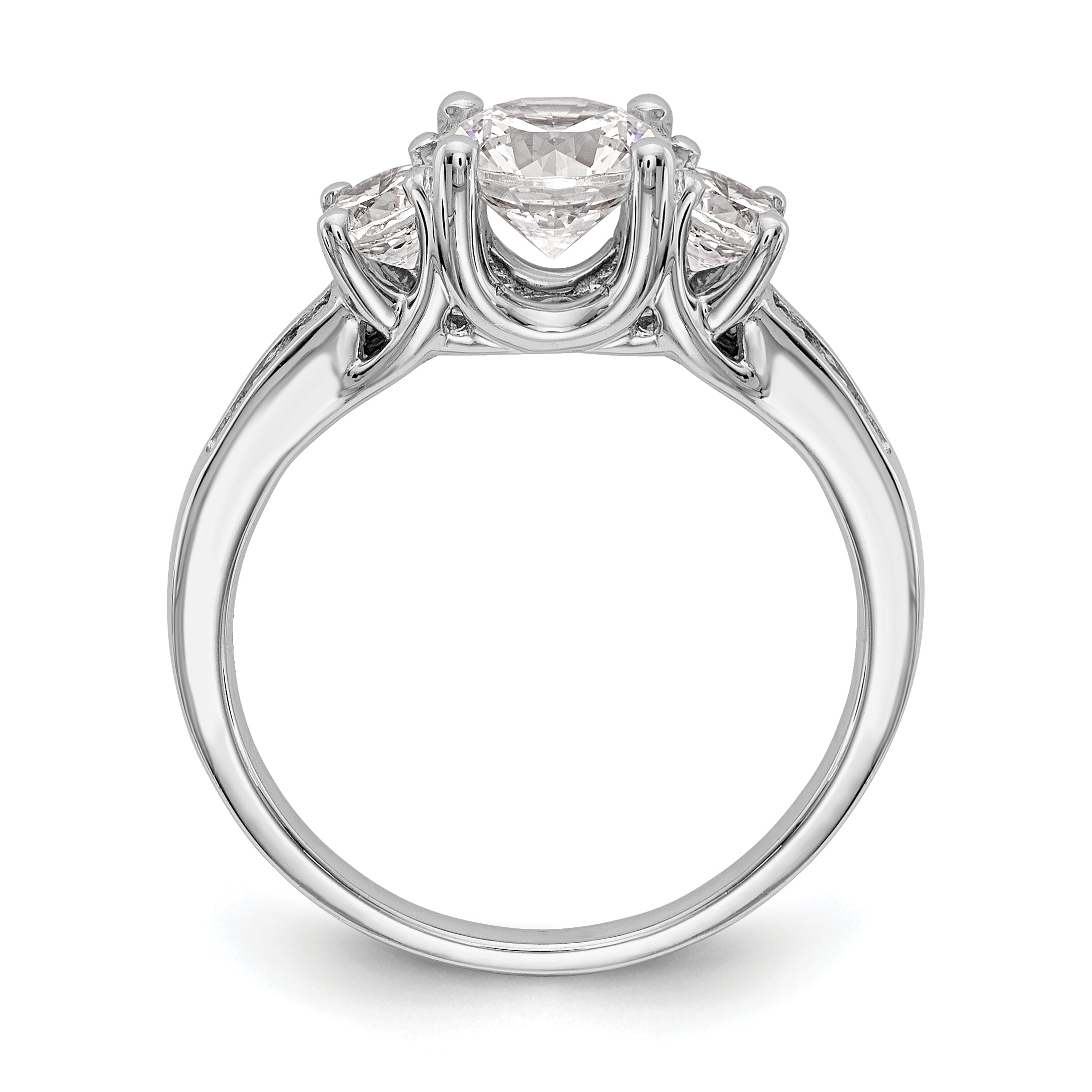 14K Weißgold Dreistein-Verlobungsring mit Diamantsimulanten