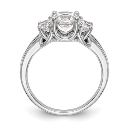 14K Weißgold Dreistein-Verlobungsring mit Diamantsimulanten