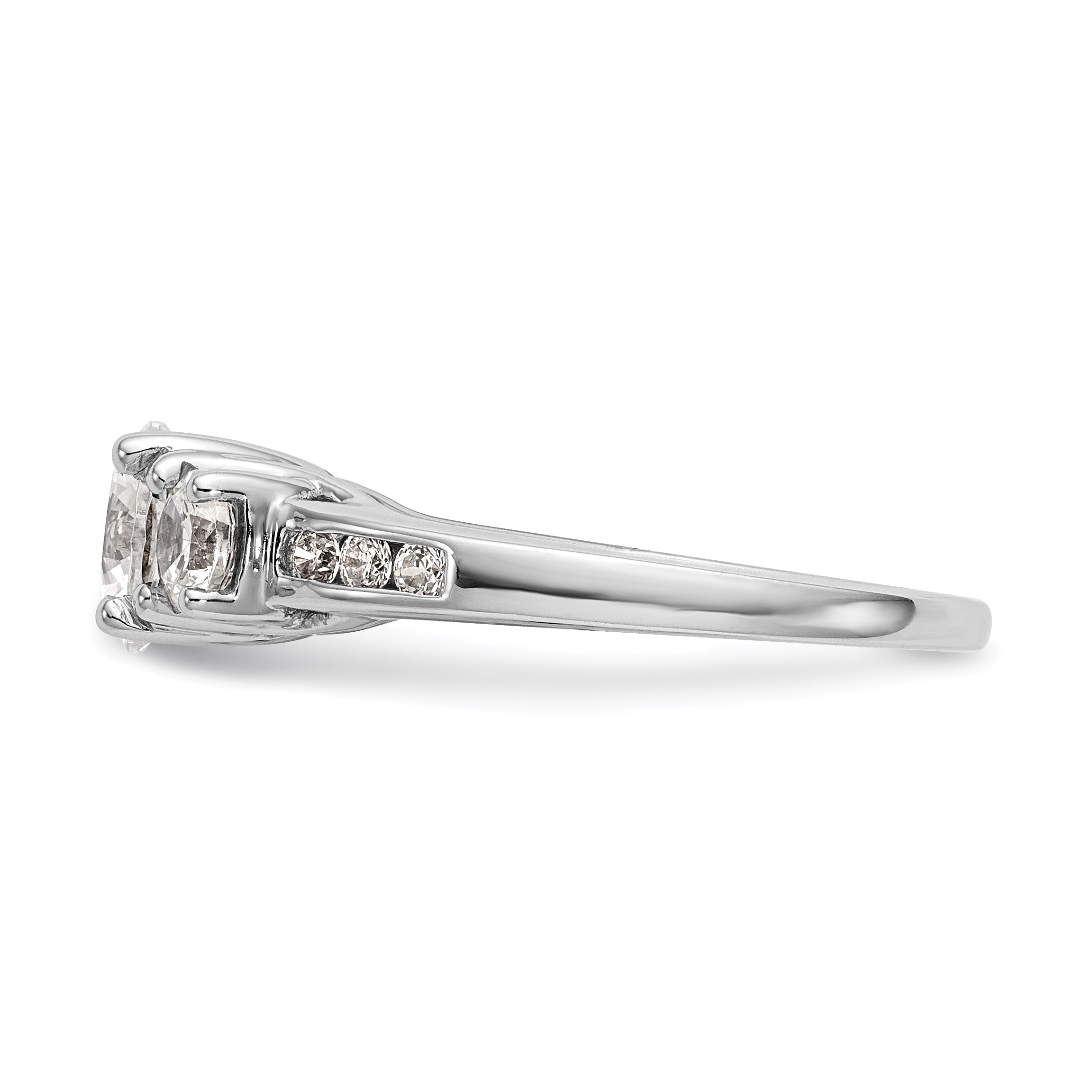 14K Weißgold Dreistein-Verlobungsring mit Diamantsimulanten