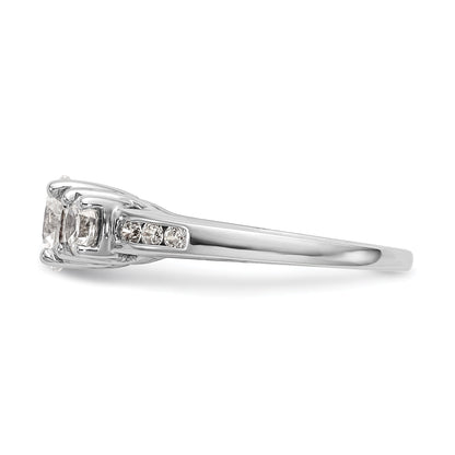 14K Weißgold Dreistein-Verlobungsring mit Diamantsimulanten