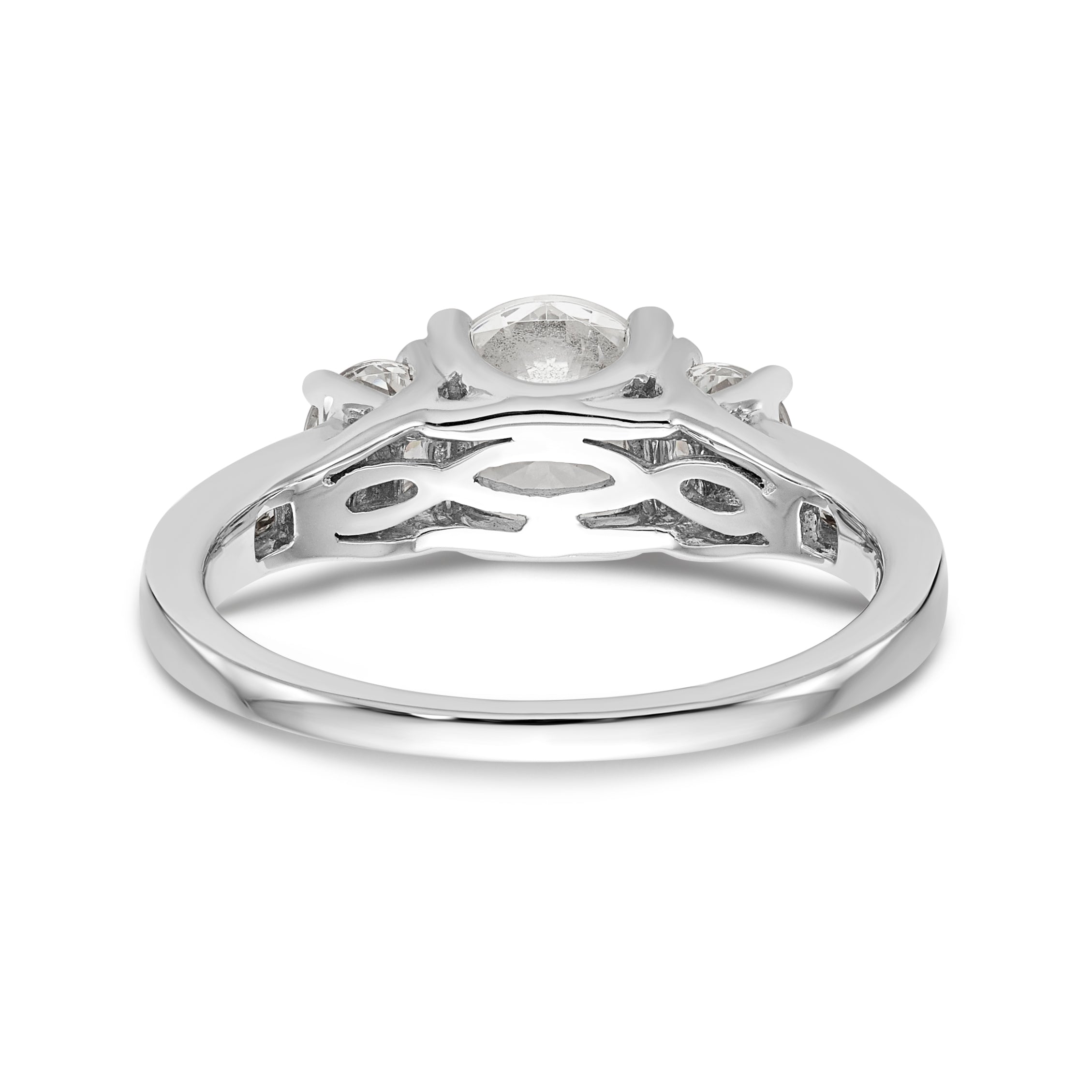 14K Weißgold Dreistein-Verlobungsring mit Diamantsimulanten