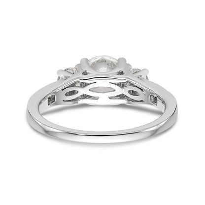 14K Weißgold Dreistein-Verlobungsring mit Diamantsimulanten