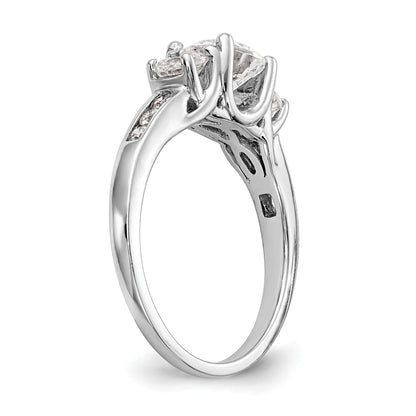14K Weißgold Dreistein-Verlobungsring mit Diamantsimulanten