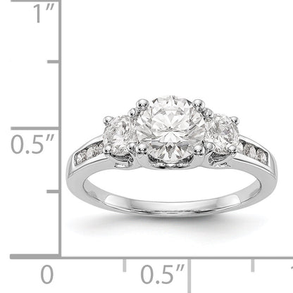 14K Weißgold Dreistein-Verlobungsring mit Diamantsimulanten